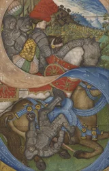 Initiale S und die Bekehrung des Heiligen Paulus Ms 41, ca. 1440-50